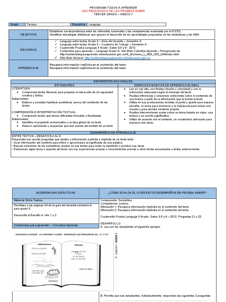 Estrategias de Comprensión Lectora en 3° | PDF | Aprendizaje | Información
