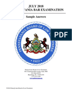 JULY 2018 Pennsylvania Bar Examination: Sample Answers