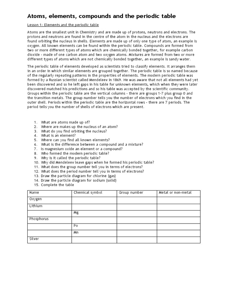 Understanding Atoms and the Periodic Table | PDF | Periodic Table ...