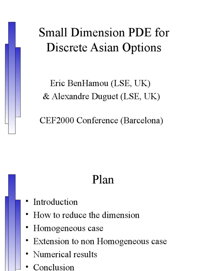 Small Dimension PDE For Discrete Asian Options | PDF | Partial ...