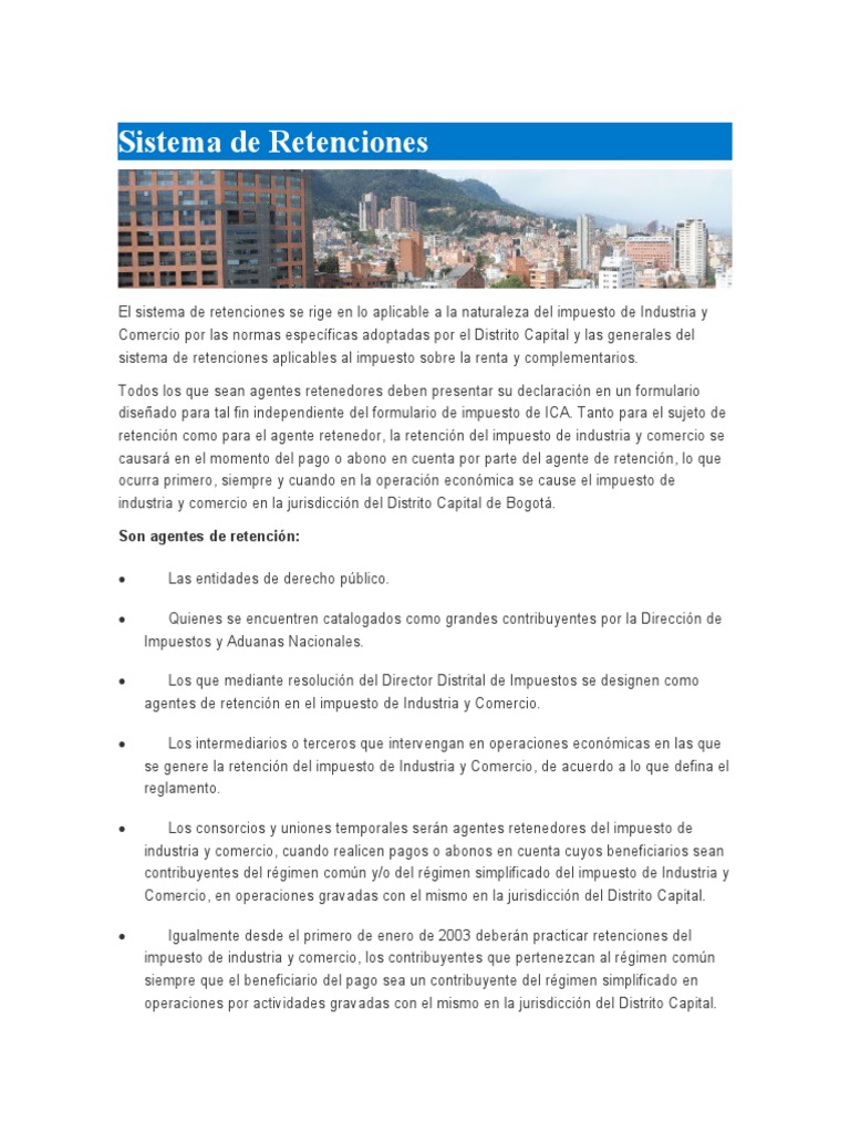 Tarifa Ica en Bogota PDF Bogotá Impuestos
