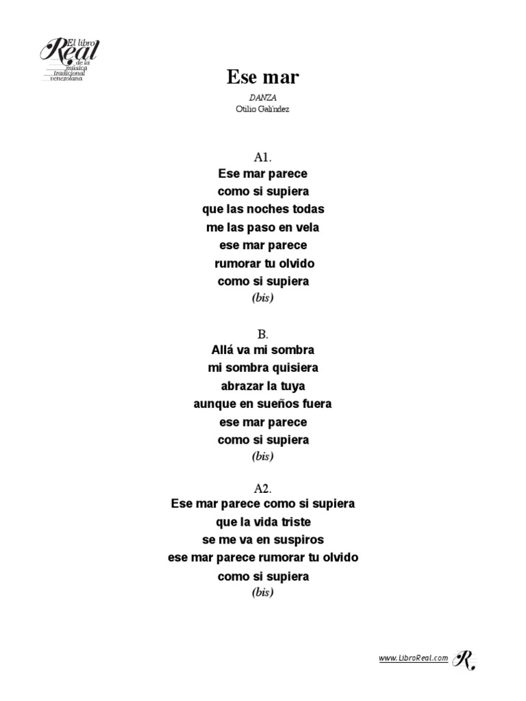 Ese mar: letra de Otilio Galíndez | PDF