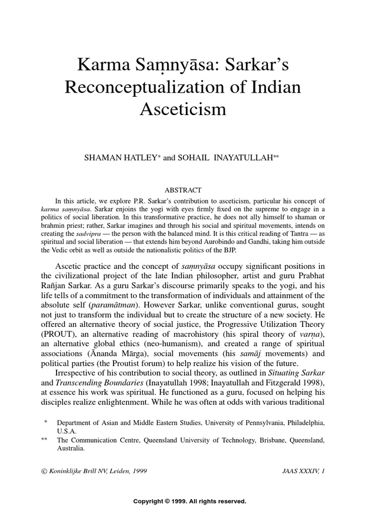 Sarkars Reconceptualization of Indian Ascetism | PDF | Asceticism | Tantra