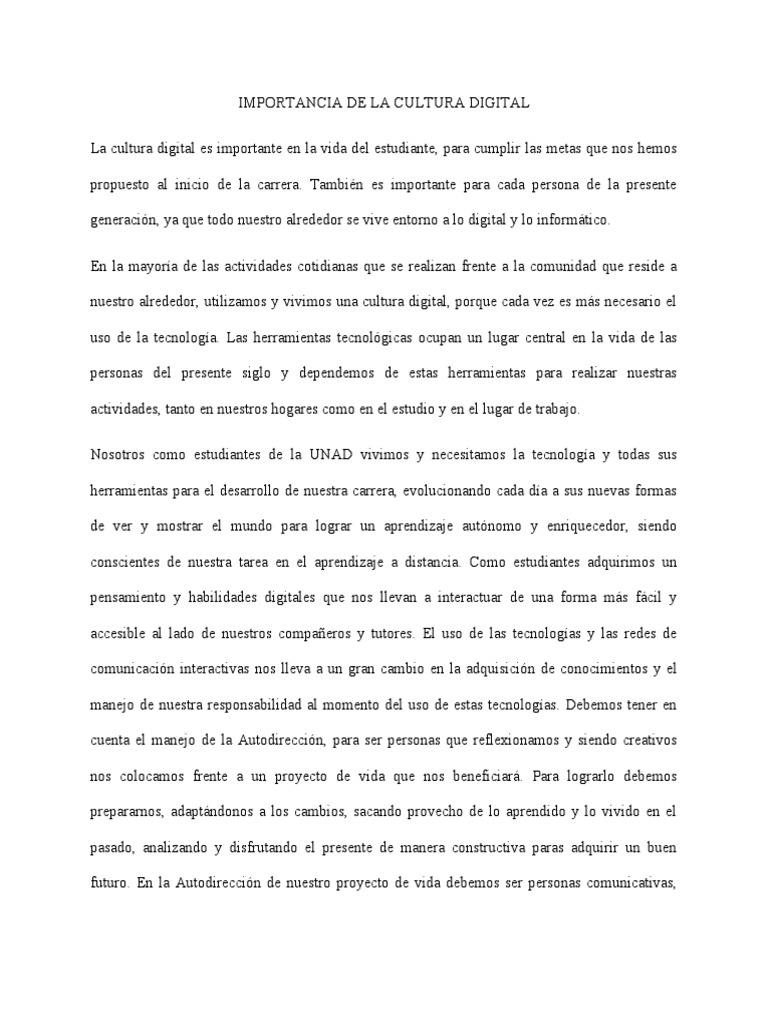 Importancia de la Cultura Digital en Educación | PDF | Crecimiento ...