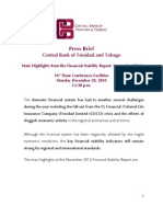 Main Highlights From the Financial Stability Report as at November 30 2010