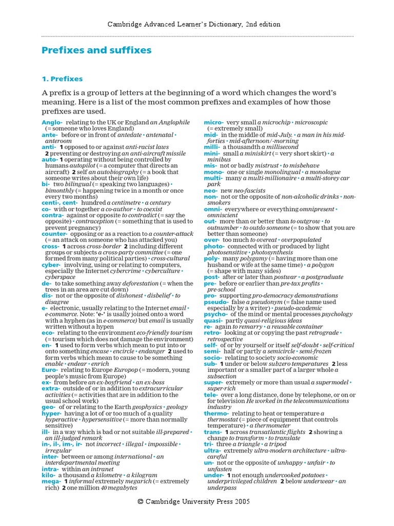 Prefixes Suffixes | PDF | Adjective | Noun
