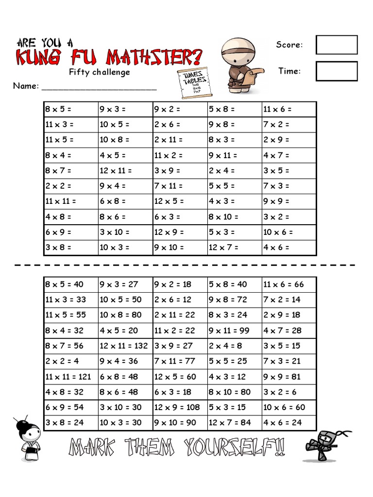 Multiplication Challenge Worksheet | PDF