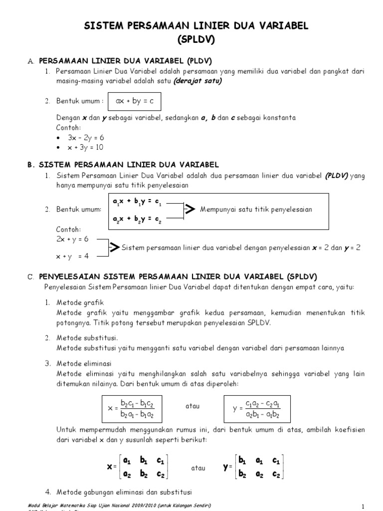 Panduan SPLDV untuk Kelas 9 | PDF