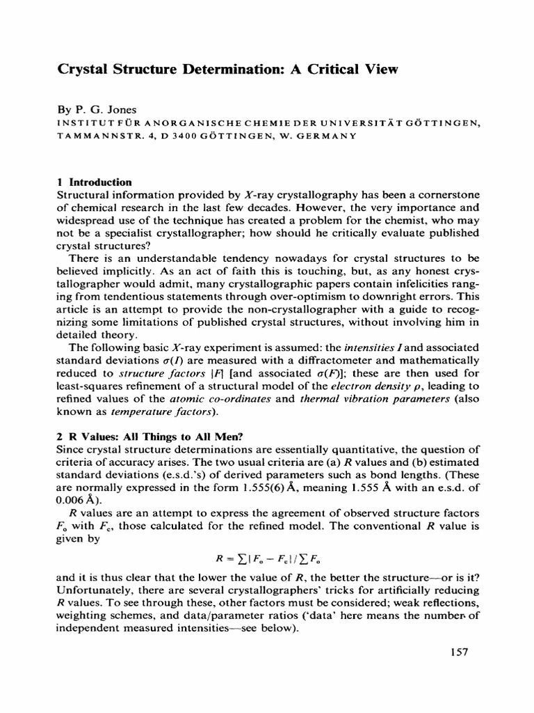 Crystal Structure Determination: A Critical View | PDF | X Ray ...