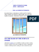 Aluminium Sliding Windows Work Procedure Fixing - Checklist