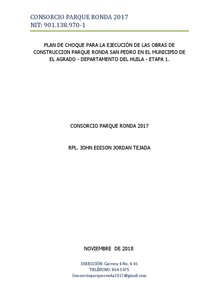 Plan de Choque para Construcción Parque Ronda | PDF | Seguridad y salud ...