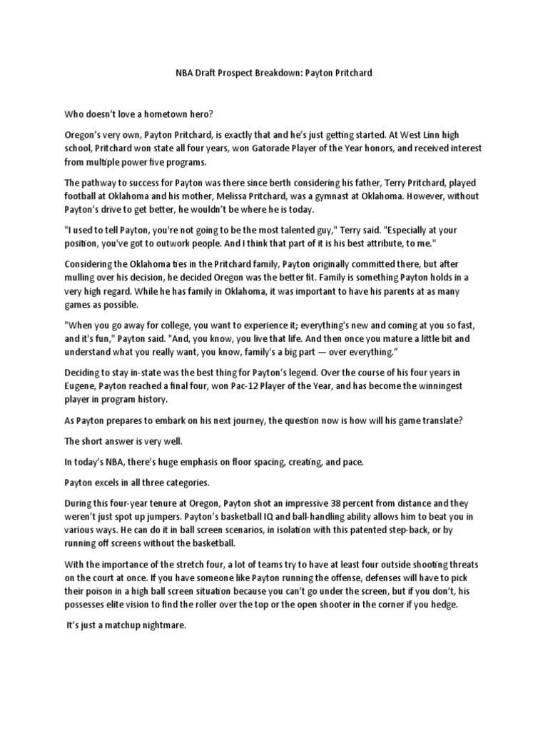 NBA Draft Prospect Breakdown | PDF | Ball Games | Team Sports