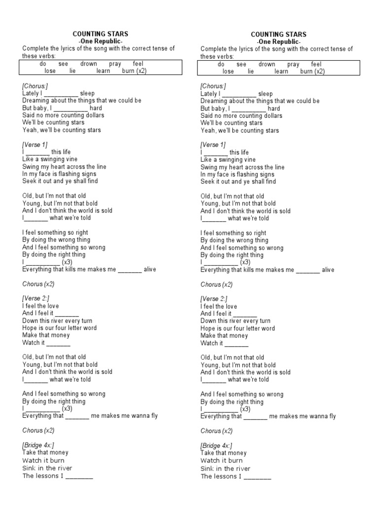 COUNTING STARS Individual Activity | PDF | Grammar