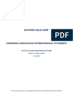 Outcrop Gold Corp.: Condensed Consolidated Interim Financial Statements