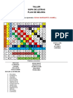 SOPA DE LETRAS TALLER DE PLAN DE MEJORA