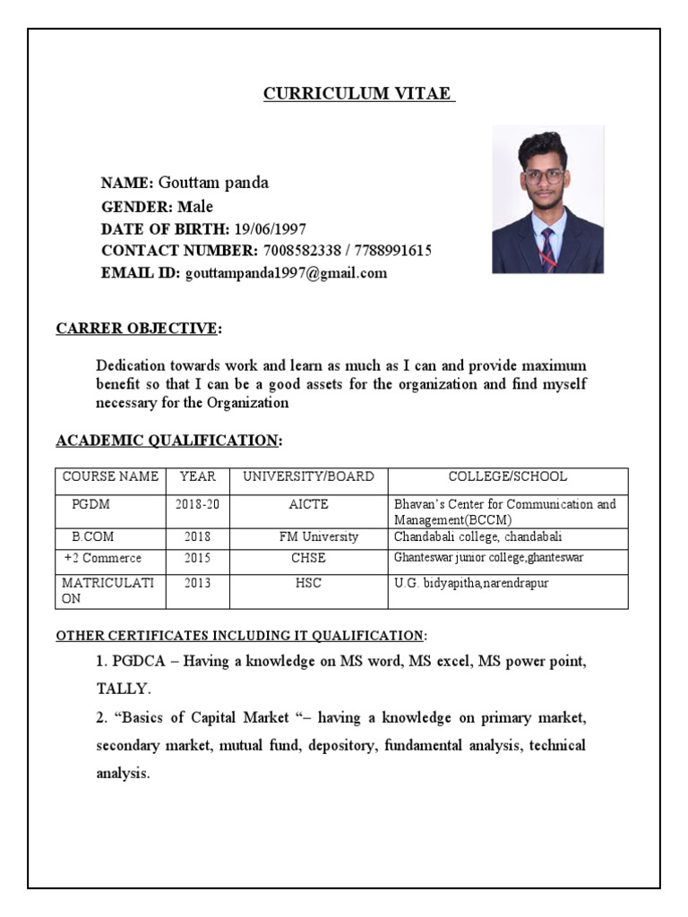 Gouttam Panda Ale: Curriculum Vitae | PDF