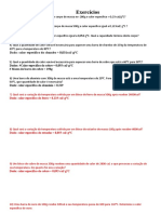 Exercícios Física Calor Sensível e Calor Latente