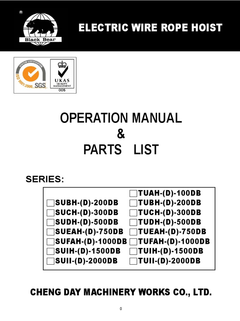 Electric Wire Rope Hoist Manual | PDF | Mains Electricity | Electrical ...