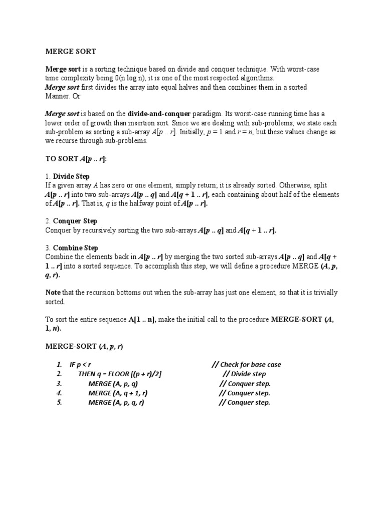 Merge Sort | PDF | Software Engineering | Algorithms And Data Structures