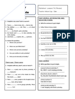 Review Past Simple: Worksheet: Lessons 7-8 (Review) Teacher: Mirian Cajo Date