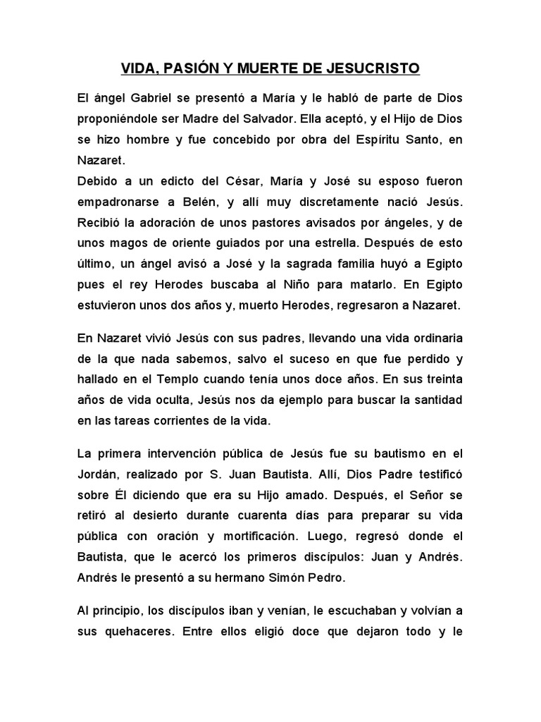 Vida, Pasion y Muerte de Jesus | PDF | San José | María, madre de Jesús