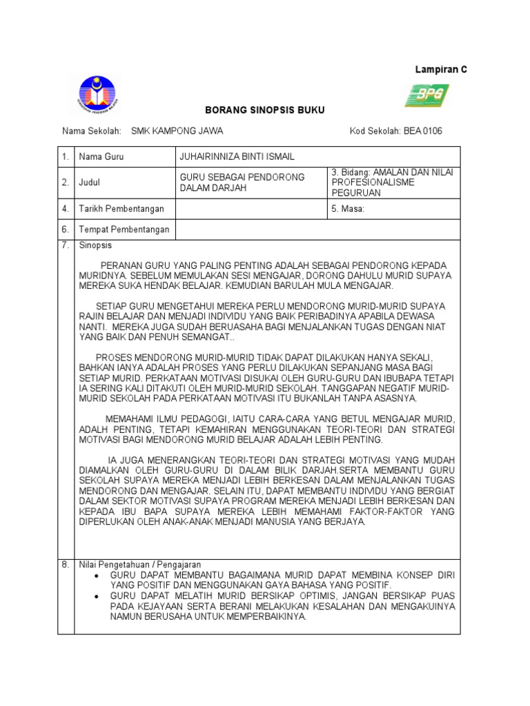 Sinopsis Buku Guru Sebagai Pendorong Dalam Darjah Pdf