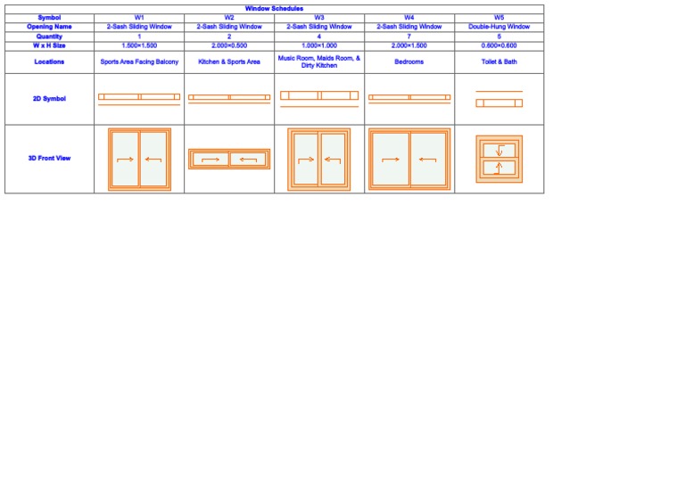 Window Schedule for Architectural Plans | PDF