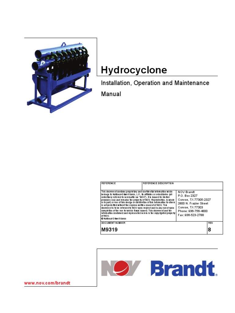 Brandt - Desander and Desilter Manual | PDF | Pump | Mechanical Engineering
