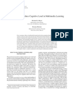 Reading #2 Nine Ways to Reduce Cognitive Load in Multimedia Learning