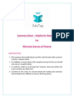 Summary Sheet - Helpful For Retention For Alternate Sources of Finance