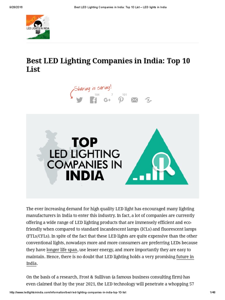 Best LED Lighting Companies in India Top 10 List LED Lights in