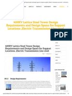 400KV Lattice Steel Tower Design Requirements and Design Spans For Support Locations PDF