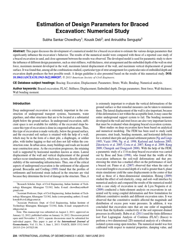 Braced Excavation - Numerical Analysis | PDF | Deep Foundation | Physics