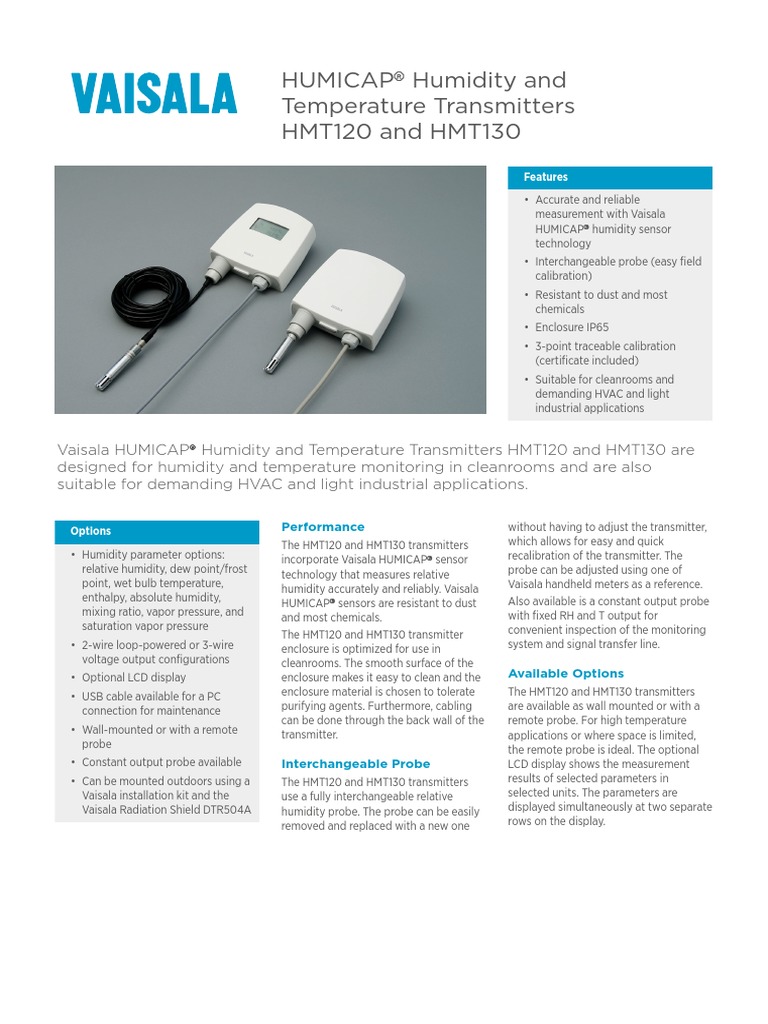 Vaisala RH Sensor HMT120 (Datasheet 2019) PDF Humidity Relative