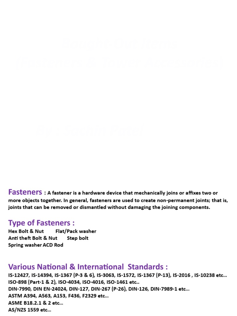 Fasteners and Tower Accessories Guide | PDF | Screw | Galvanization