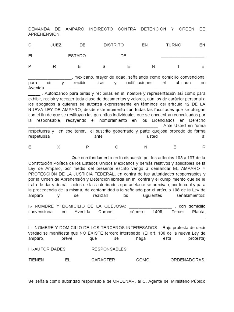 Amparo Indirecto por Detención Ilegal | PDF | Violación | Derecho ...