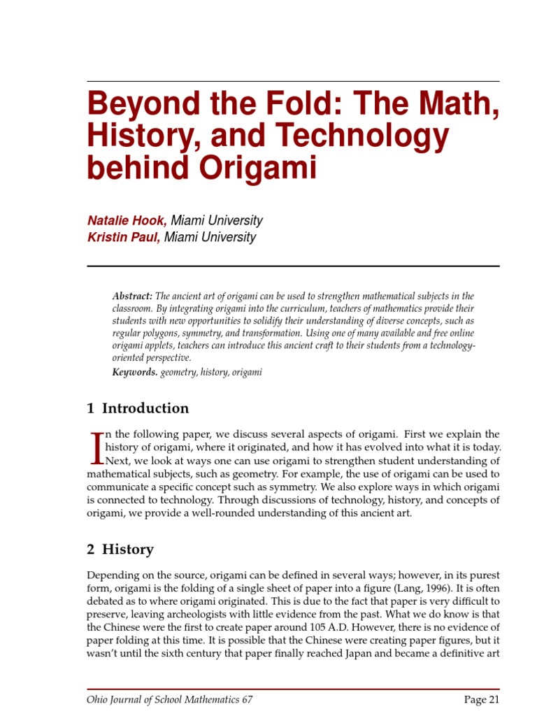 Beyond The Fold: The Math, History, and Technology Behind Origami | PDF ...