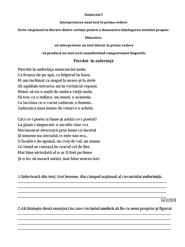 Subiectul I | PDF