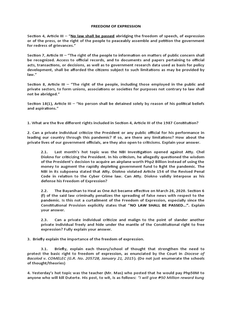 Freedom of expression bacolod v comelec g r no 205728 january 21