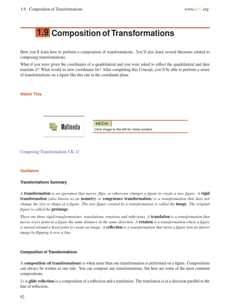25.25. Composition of Transformations  Cartesian Coordinate System With Geometry Transformation Composition Worksheet Answers
