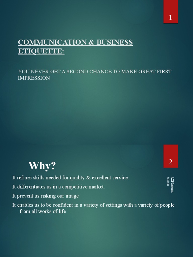 Business Communication Etiquette Guide | PDF | Body Language | Linguistics