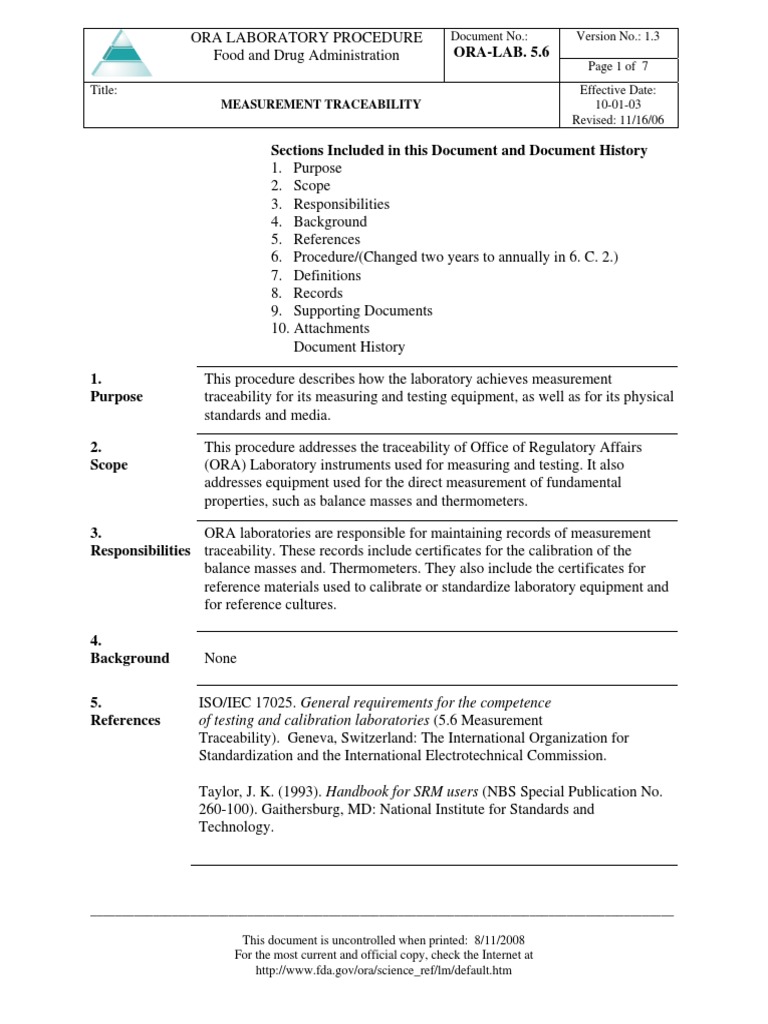 Measurement Traceability Procedures | PDF | Calibration | Metrology