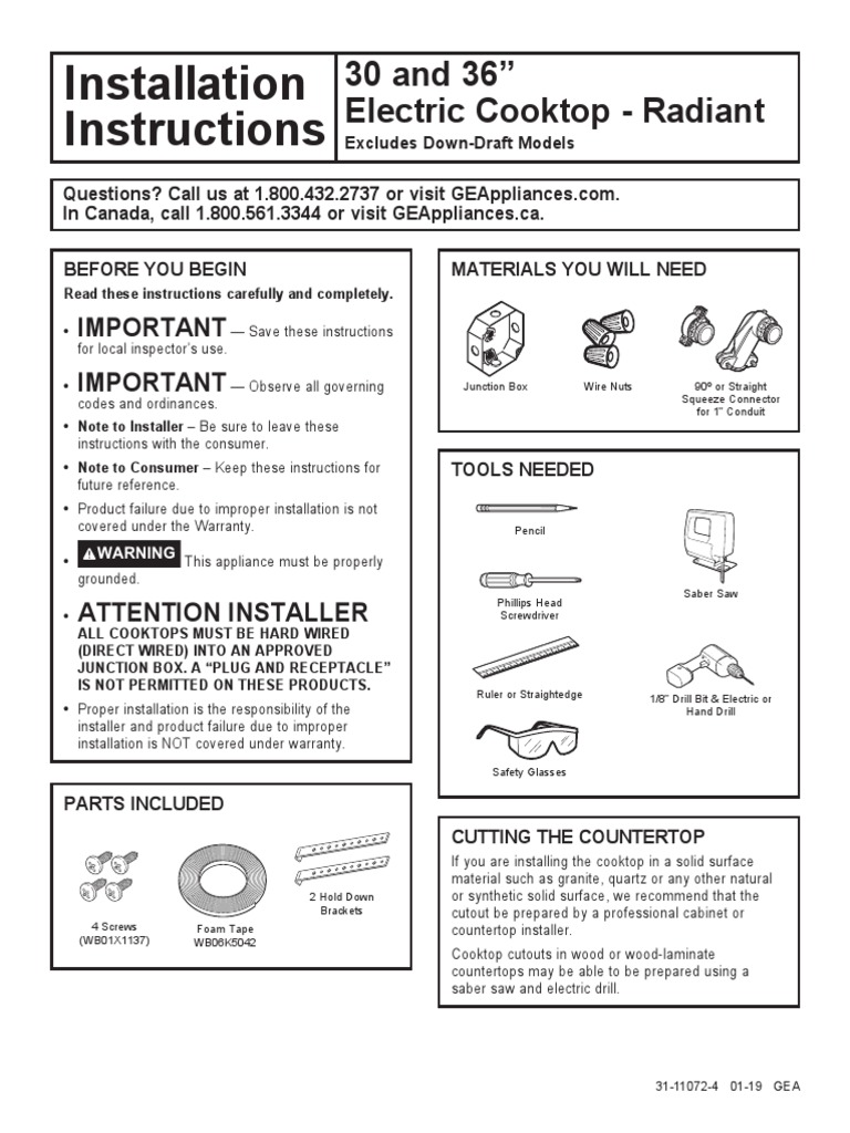 GE Cooktop Installation PDF Electrical Wiring Electrical Connector