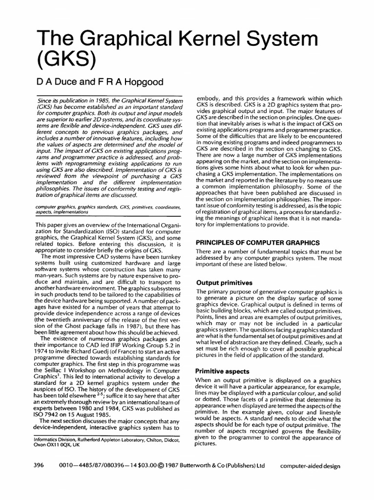 The Graphical Kernel System (GKS) : Daduceand Frahopgood | PDF | Input ...
