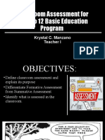 Classroom Assessment For The K To 12 Basic