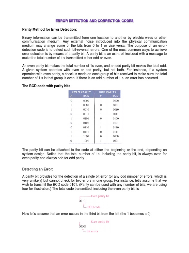 Error Detection PDF Error Detection And Correction Bit