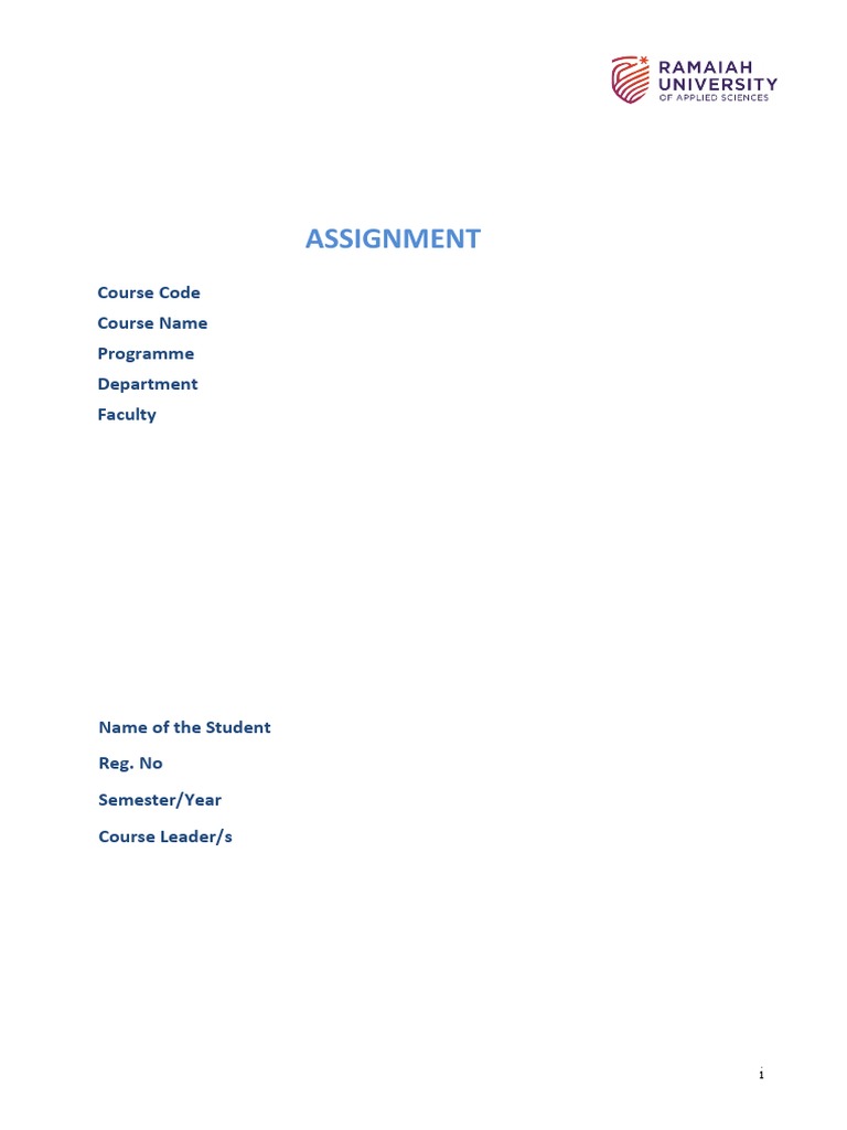 Assignment: Course Code Course Name Programme Department Faculty | PDF ...