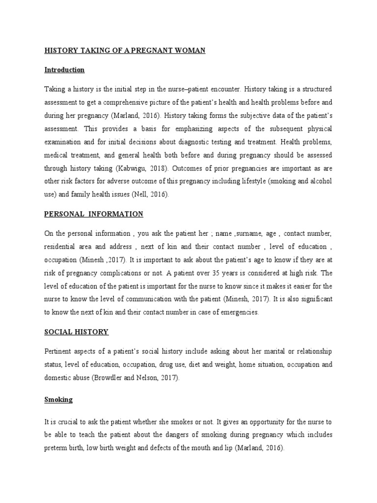 History Taking for Pregnant Women | PDF | Fetus | Pregnancy