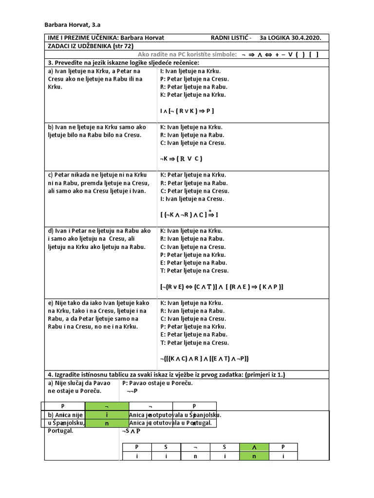 Logika Iskazi I Tablice | PDF