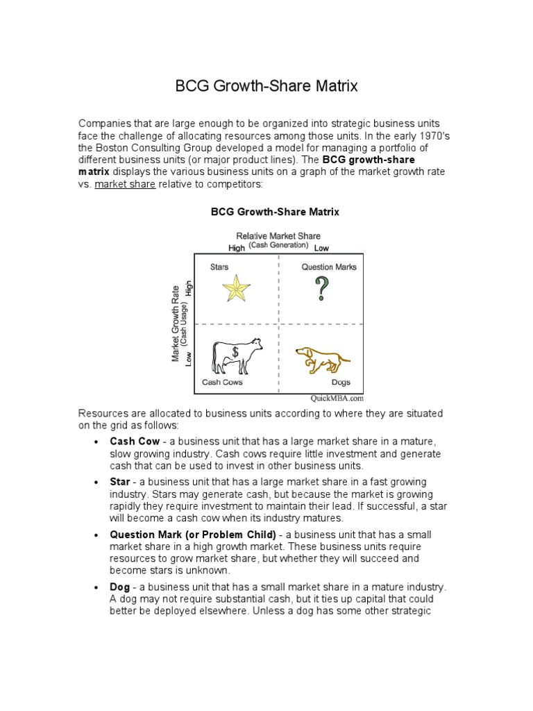 BCG Growth-Share Matrix Overview | PDF | Swot Analysis | Business